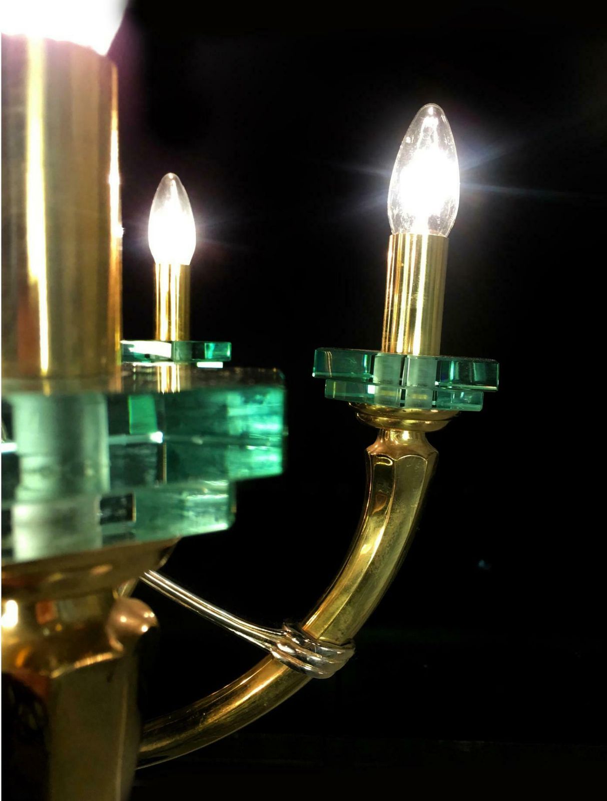 Lighting Pair Rare "Luxuria" Italian Chandeliers Fontana Arte Style, 1960s photo