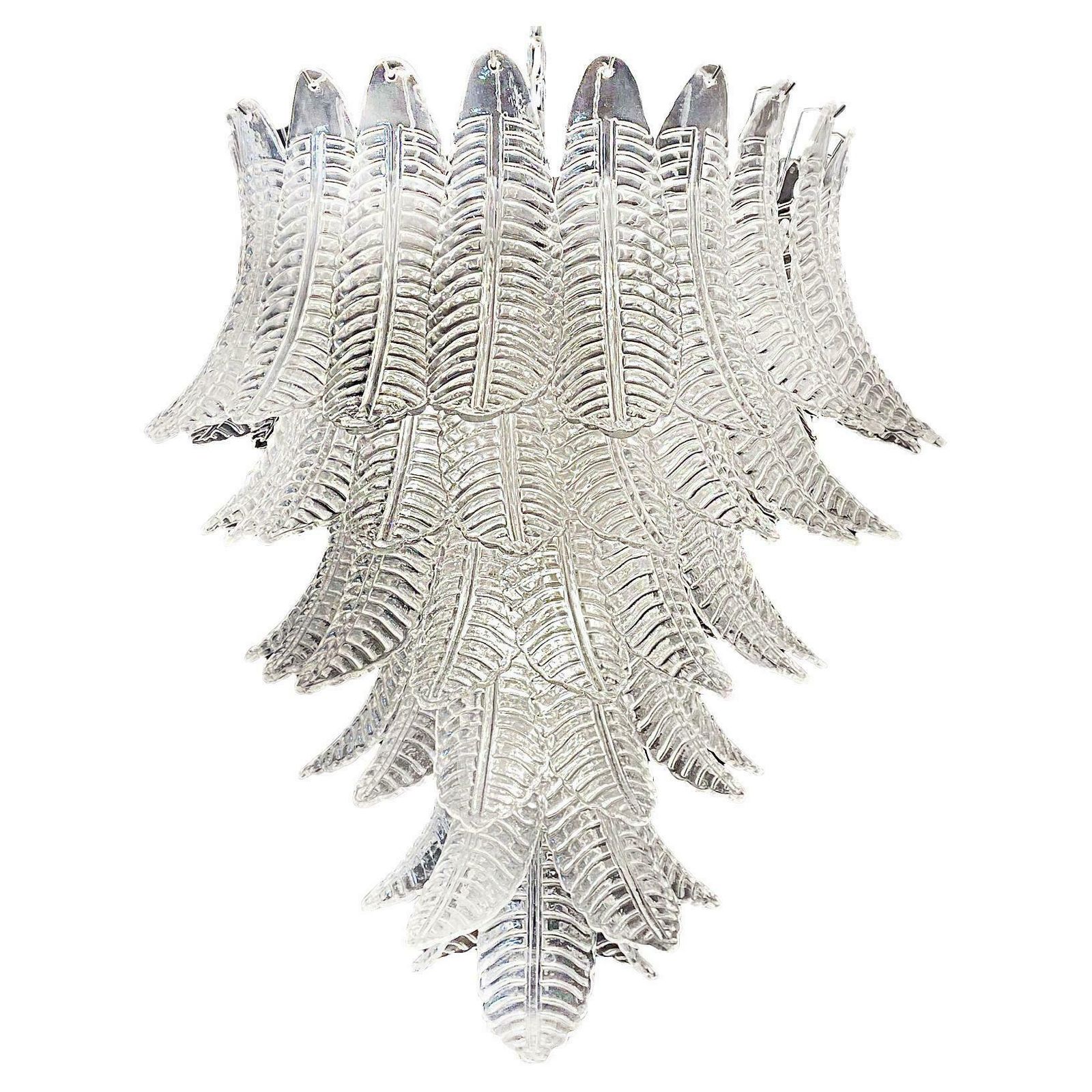 Huge Italian Murano Felci Glass Chandelier   75 Clear Glasses