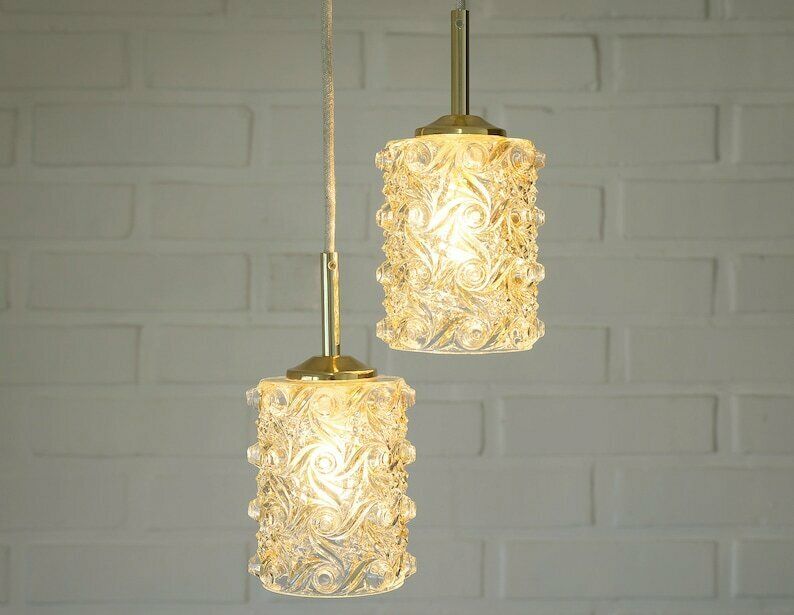 Vintage Pendant Light / Gold Hanging Lamp / Redesign Cascade Ceiling Light / Mid Century Modern / Light Fixture
