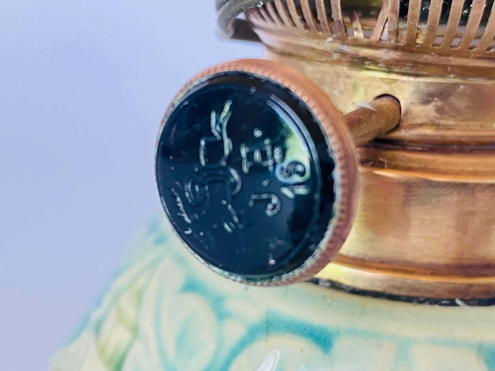Majolica Lamp In Crackled Blue And Yellow Colour France 1960 photo Lighting