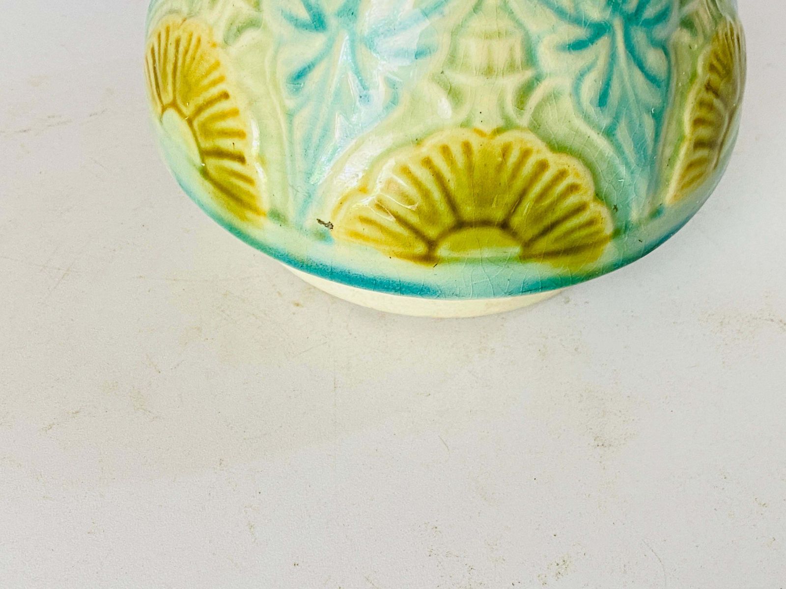Majolica Lamp In Crackled Blue And Yellow Colour France 1960 photo vinterior