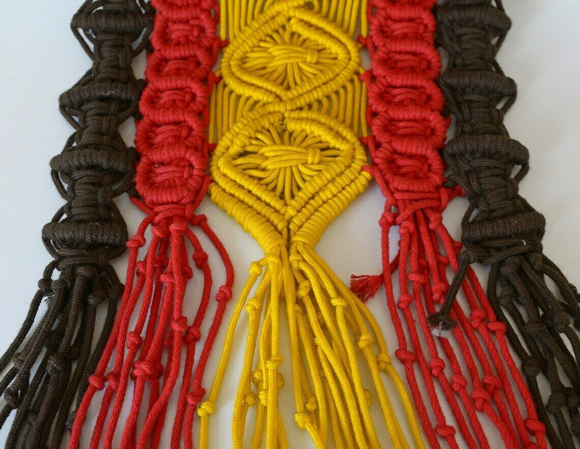 Large Macrame Wall Hanging  Vintage Wall Art From 1970s  Boho Home Decor  Mid Century Modern Woven photo buy