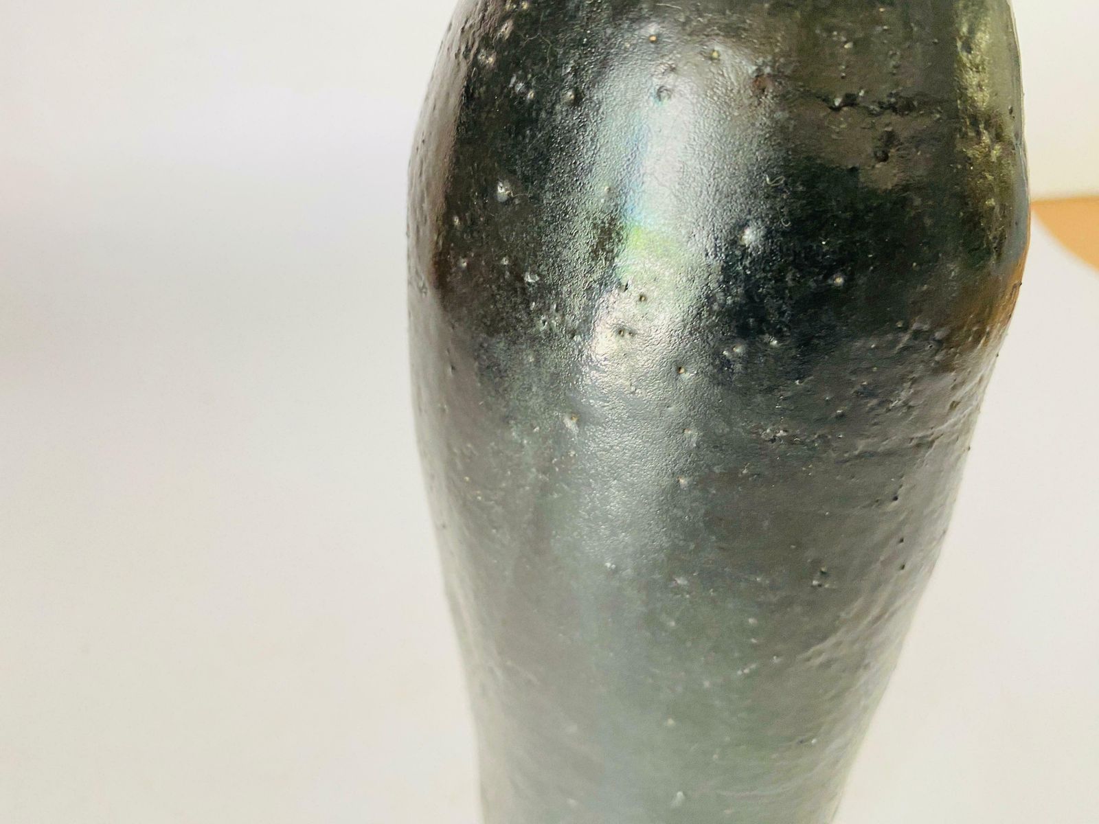 Black Classic Form Vase Smooth Iron Like Black Glaze France Circa 1970 photo 369.0