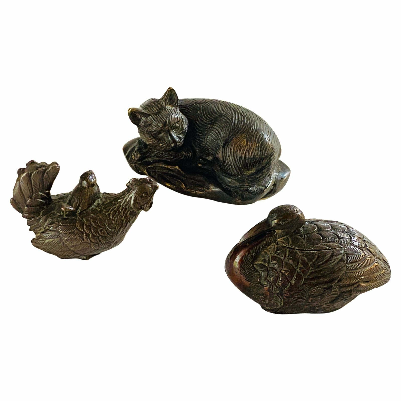 Set Of 3 Animals Sculptures Bronze France 1900