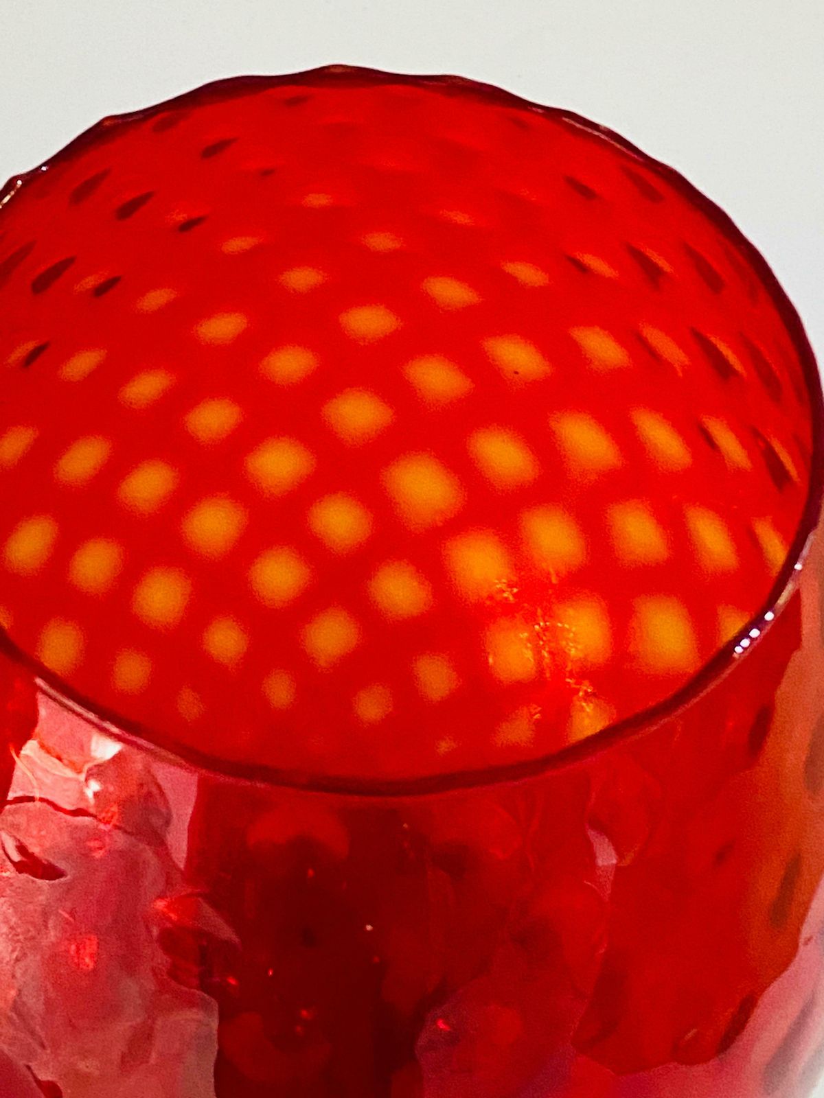 Empoli Glass Vase, Italy, 1960 In Red Colour With Relief Patterns photo 474.0