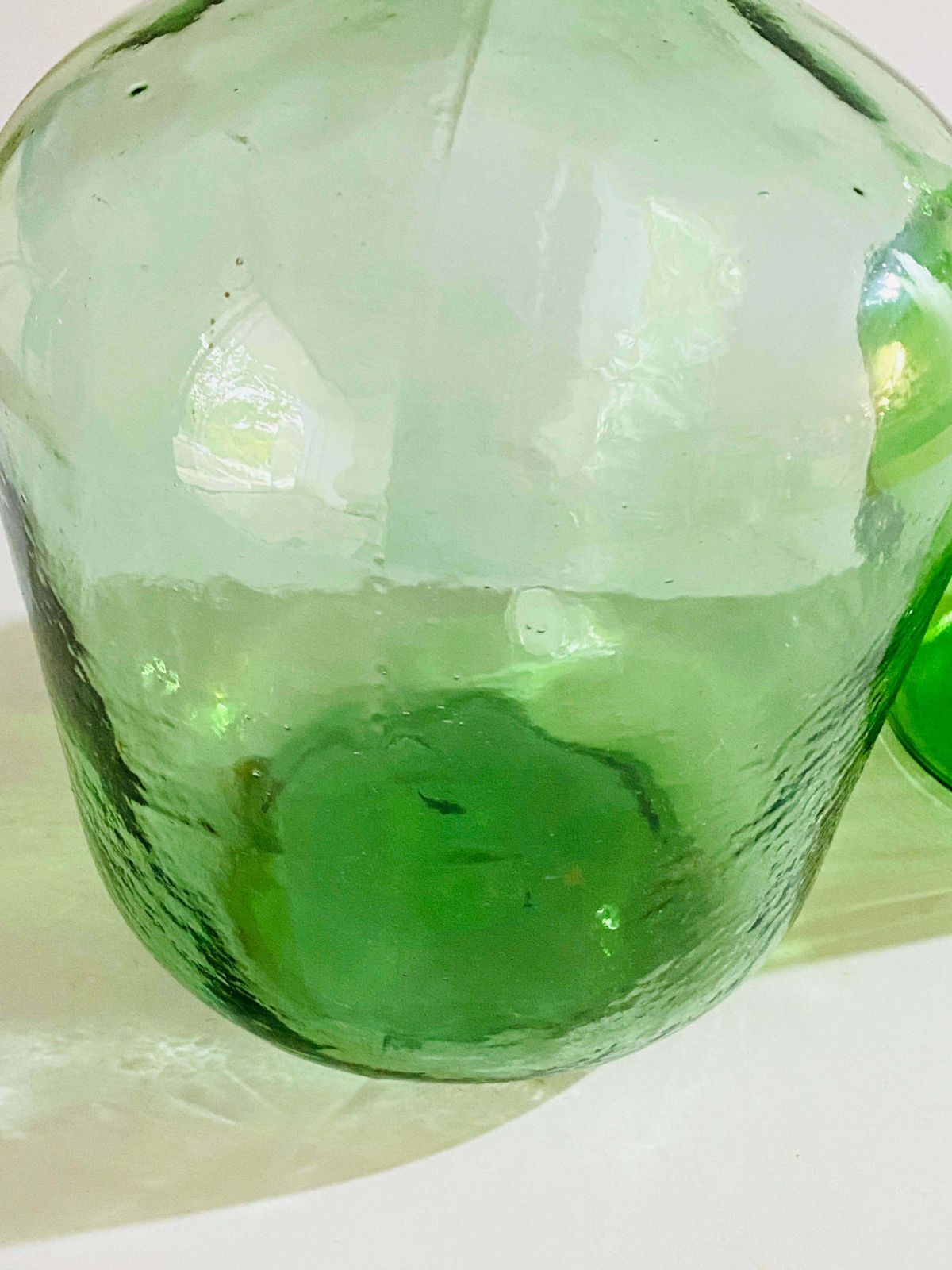 Antique French Set Of Two Glass Bottles Green Colour From France Circa 1950 photo vintage