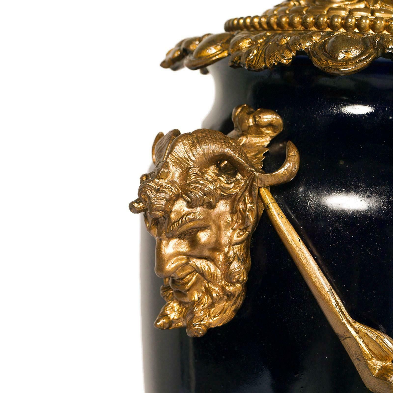 Antique French Sèvres Blue Cobalt Porcelain, Gilt Bronze Candlestick Centerpiece photo Home Decor