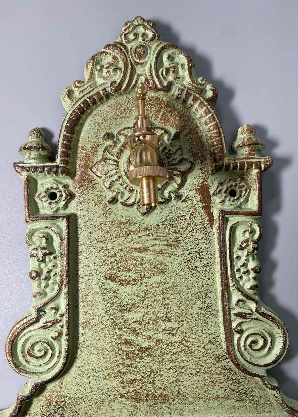 Antique Style Wall Fountain Cast Aluminum Sink Green photo furniture