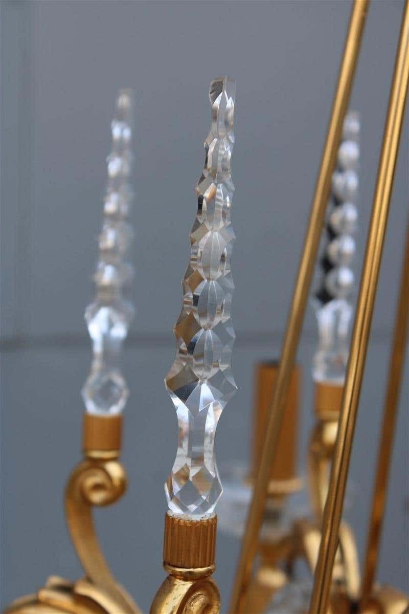 4800.0 Italian Mid Century Cristal And Gold Brass Pair Chandelier photo