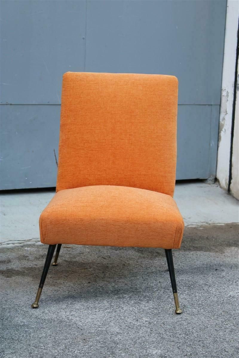 Pair Of Bedroom Chairs Gigi Radice Minotti Velvet Orange Brass And Metal Feet photo vinterior