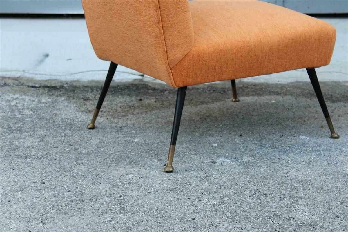 photo furniture Pair Of Bedroom Chairs Gigi Radice Minotti Velvet Orange Brass And Metal Feet