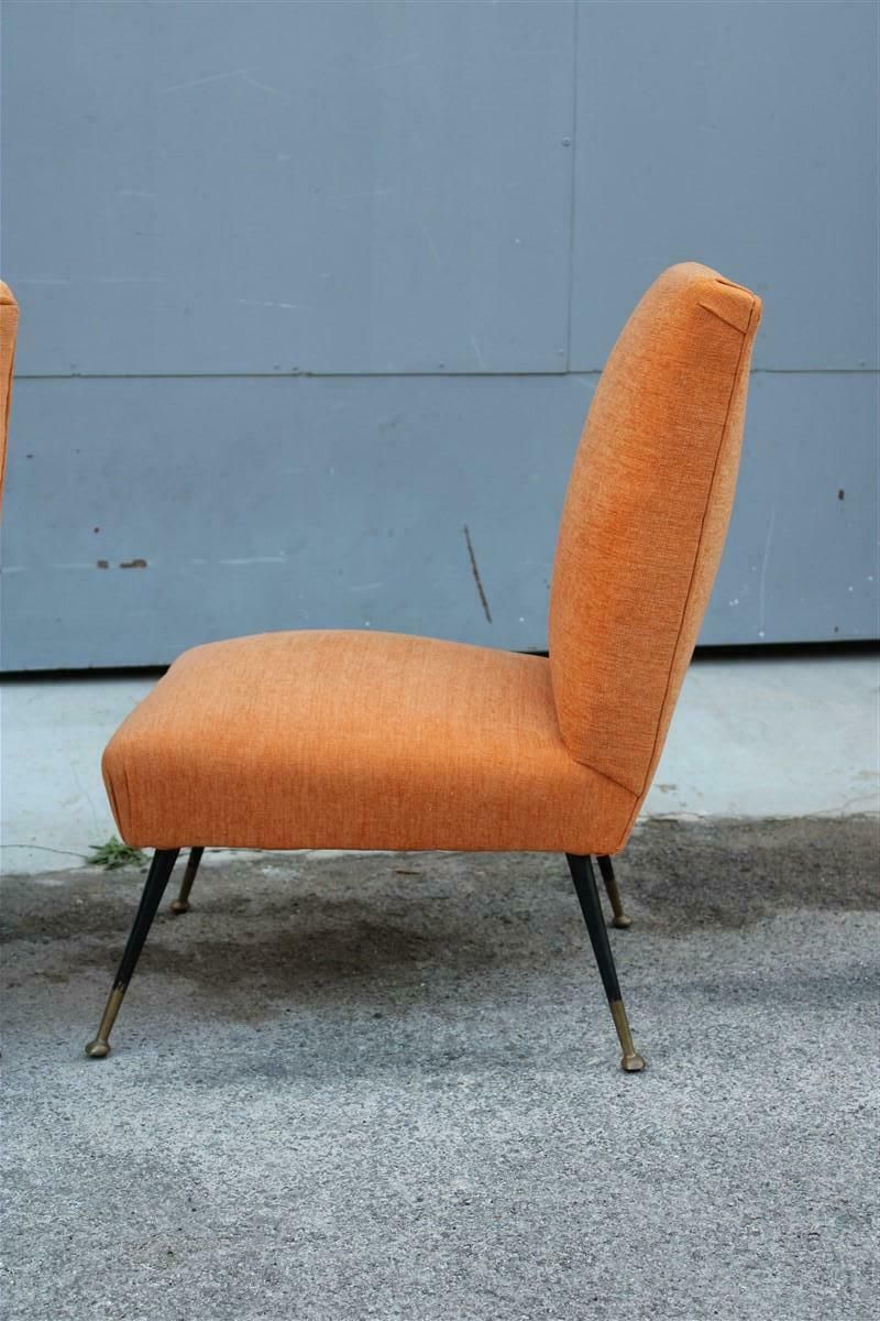 Furniture Pair Of Bedroom Chairs Gigi Radice Minotti Velvet Orange Brass And Metal Feet photo
