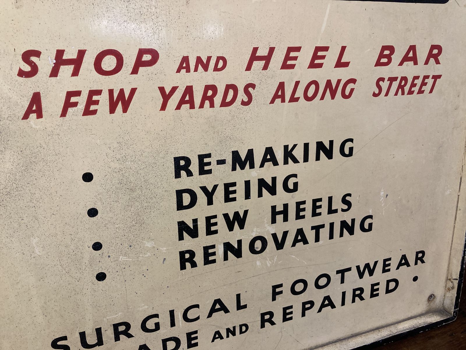 Vintage Hand Painted Wooden Shoe Factory Sign photo Art