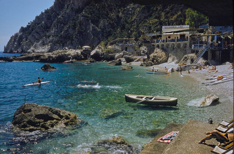A Beach In Capri By Toni Frissell   Oversize Archival Pigment Print Framed In White photo furniture