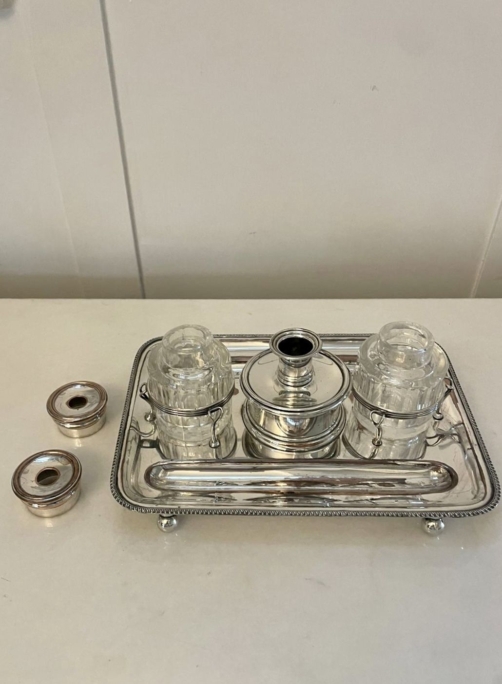 Antique 19th Century Quality Sheffield Plated Desk Set By Daniel Holy Of Sheffield photo Home Decor
