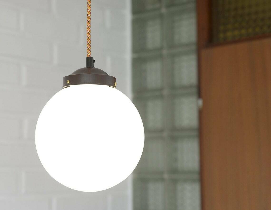 Vintage Hand Blow Glass Pendant Light  Antique Light Fixture  Art Deco Chandelier  Bauhaus Era photo Lighting