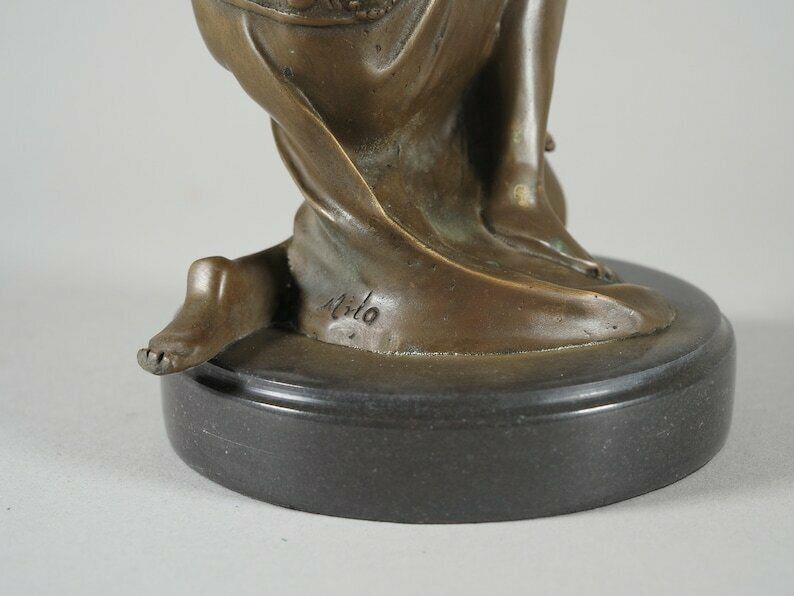 photo for sale Art Deco Dancer Woman Bronze Sculpture, Bronze Sculpture On Marble Base, Dancing Woman, Signed Milo, Gift Idea