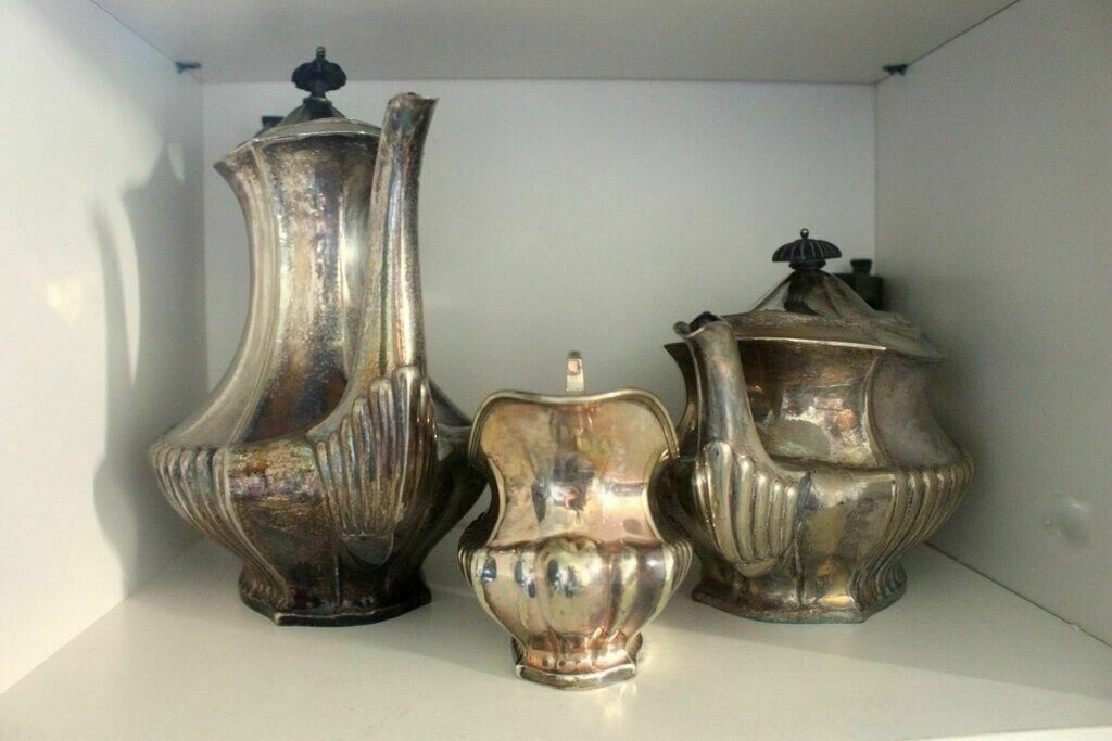Set Of 3 Pieces Of Tea Coffee And Milk Silver Antique Serving Set photo furniture