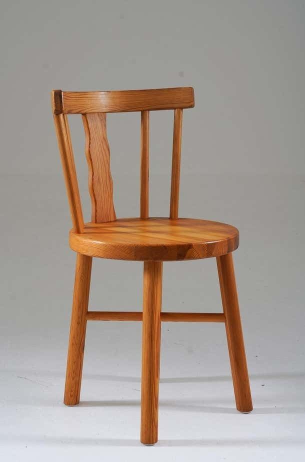 Set Of Five Swedish Chairs In Pine By Steneby Hemslöjd photo for sale