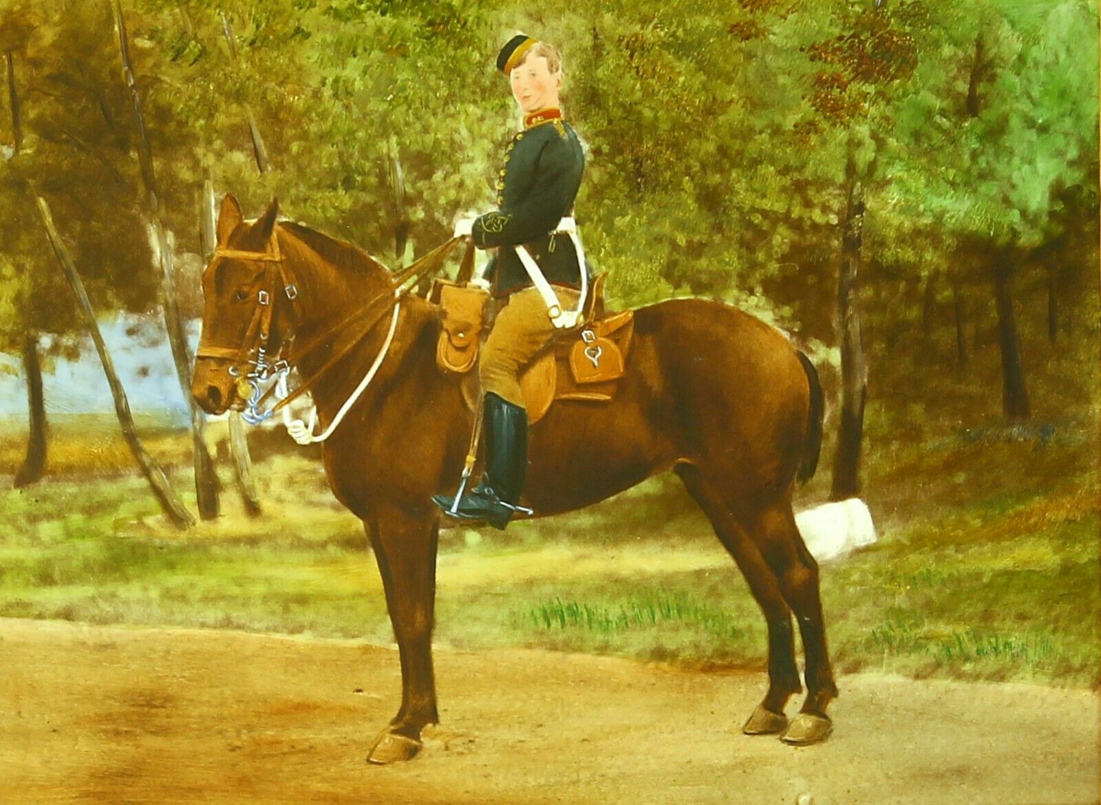 Hand Coloured Victorian Or Edwardian Photograph Of A Cavalryman photo furniture