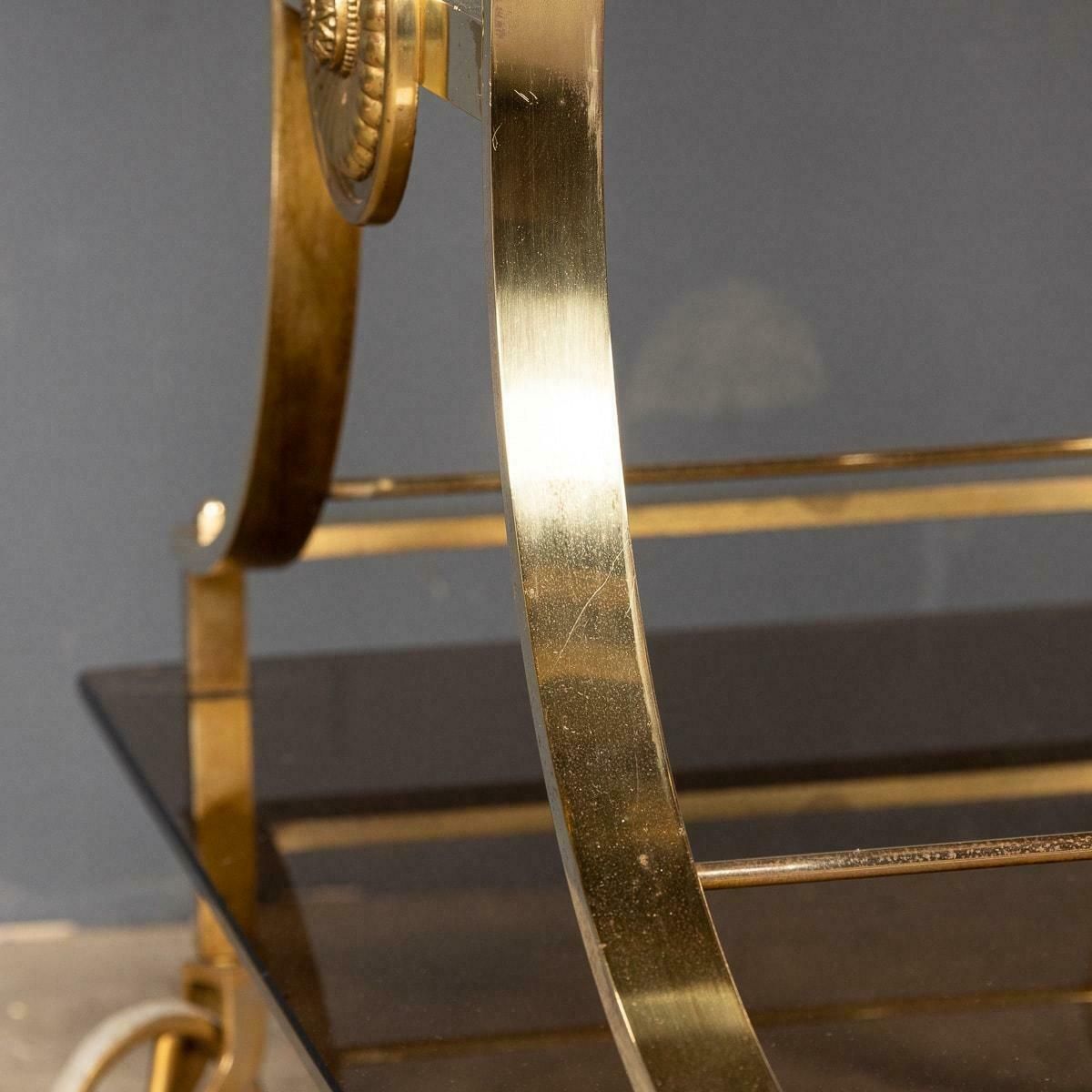 photo vinterior 20th Century French Three Tier Brass & Glass Bar Trolley By Maison Bagues