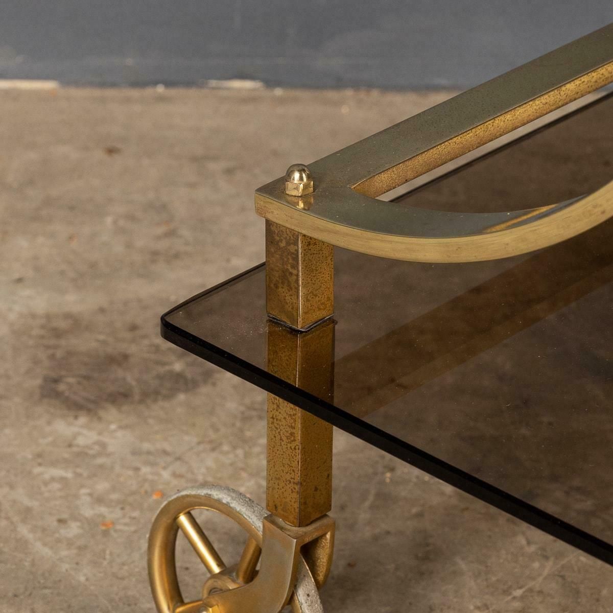 photo vintage 20th Century French Three Tier Brass & Glass Bar Trolley By Maison Bagues