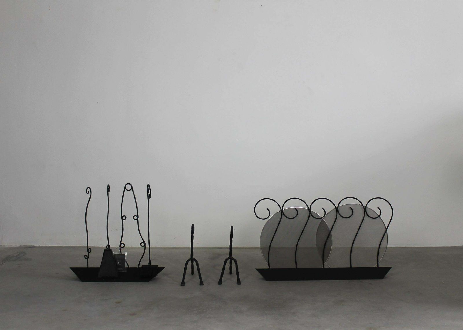 Riccado Dalisi Fireplace Tools Set In Lacquered Metal By Dimensione Fuoco, 1980s