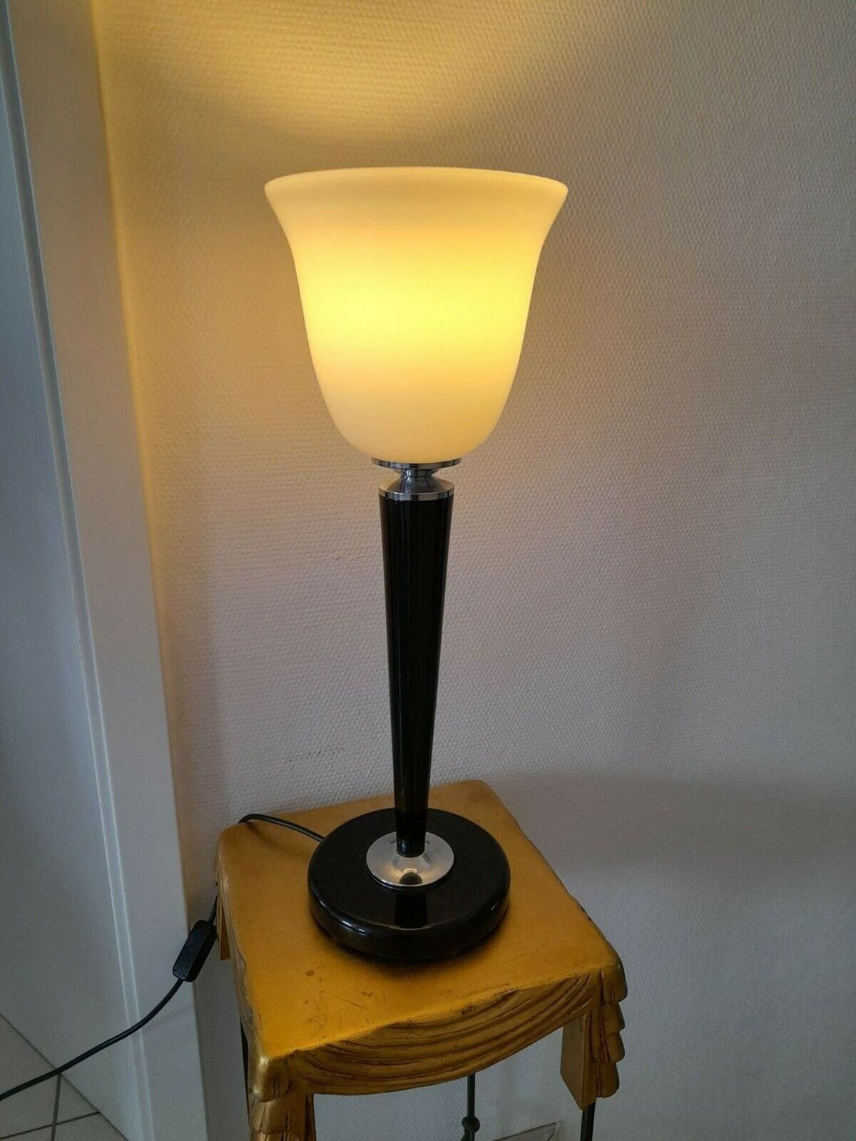 Mazda Table Lamp With White Shade, Art Deco Lamp For Chest Of Drawers, Side Board Lamp, Table Lamp
