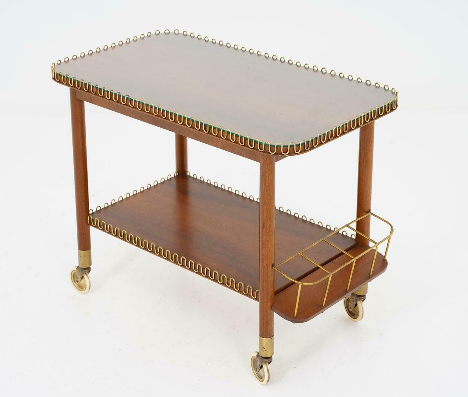 Swedish Modern Bar Cart In Mahogany And Brass photo buy
