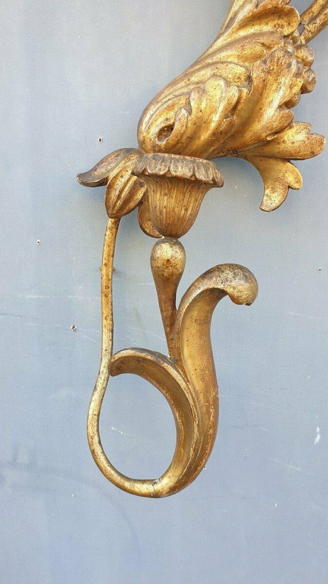 Large Sconce In Carved Golden Wood, Tuscany Xixth Century photo furniture