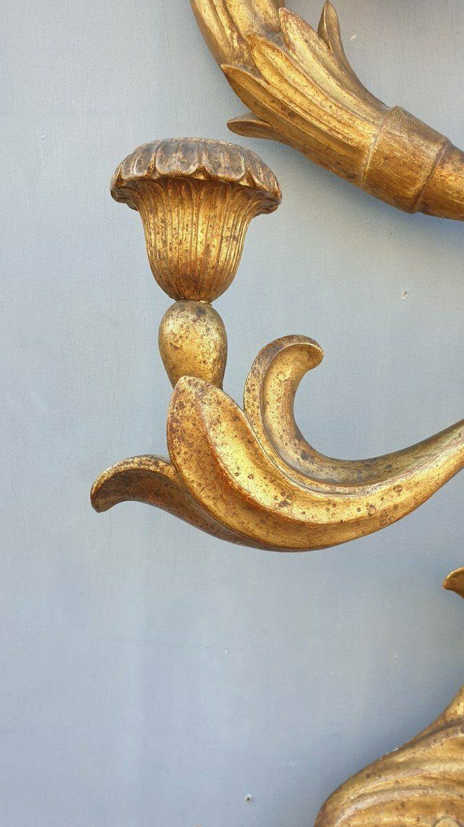 Large Sconce In Carved Golden Wood, Tuscany Xixth Century photo Home Decor