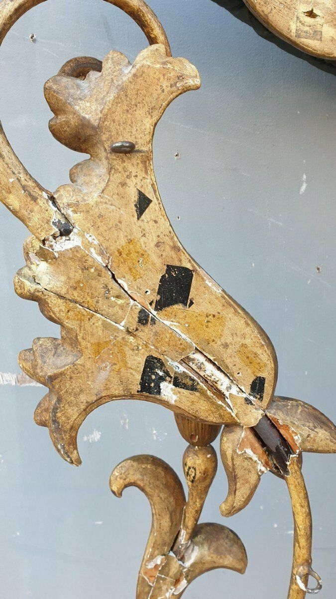 photo for sale Large Sconce In Carved Golden Wood, Tuscany Xixth Century