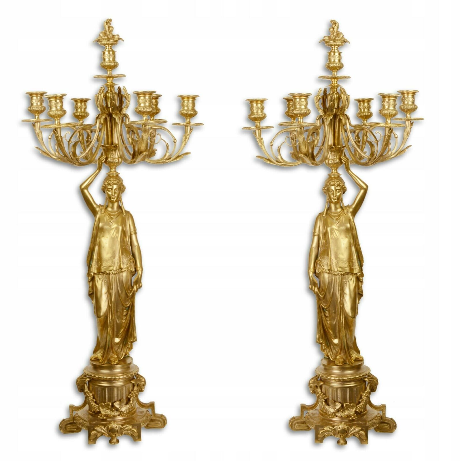 Baroque Candlestick Set Gold 37.5 X 32.5 X H. 86 Cm   Elegant & Sumptuous
