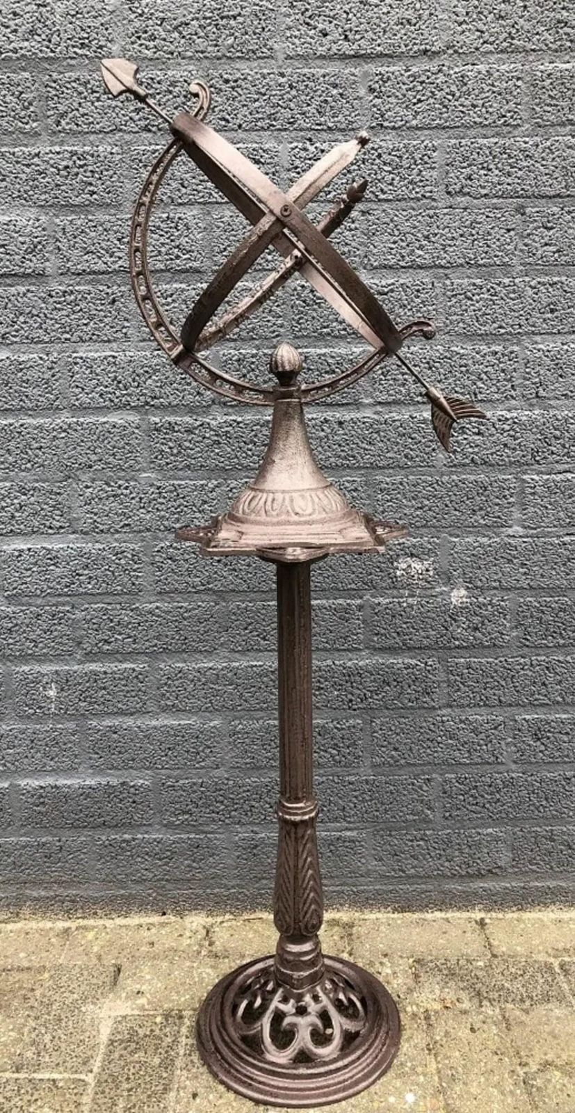 Sundial Garden Decoration Antique Style Zodiac Sundial H.120 Cm Cast Iron