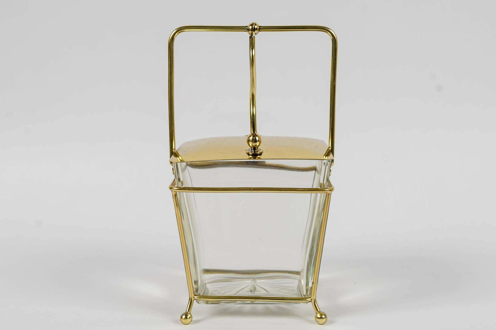 Art Deco Sugar Bowl With Original Glass And Brass Parts Vienna Around 1920s photo for sale