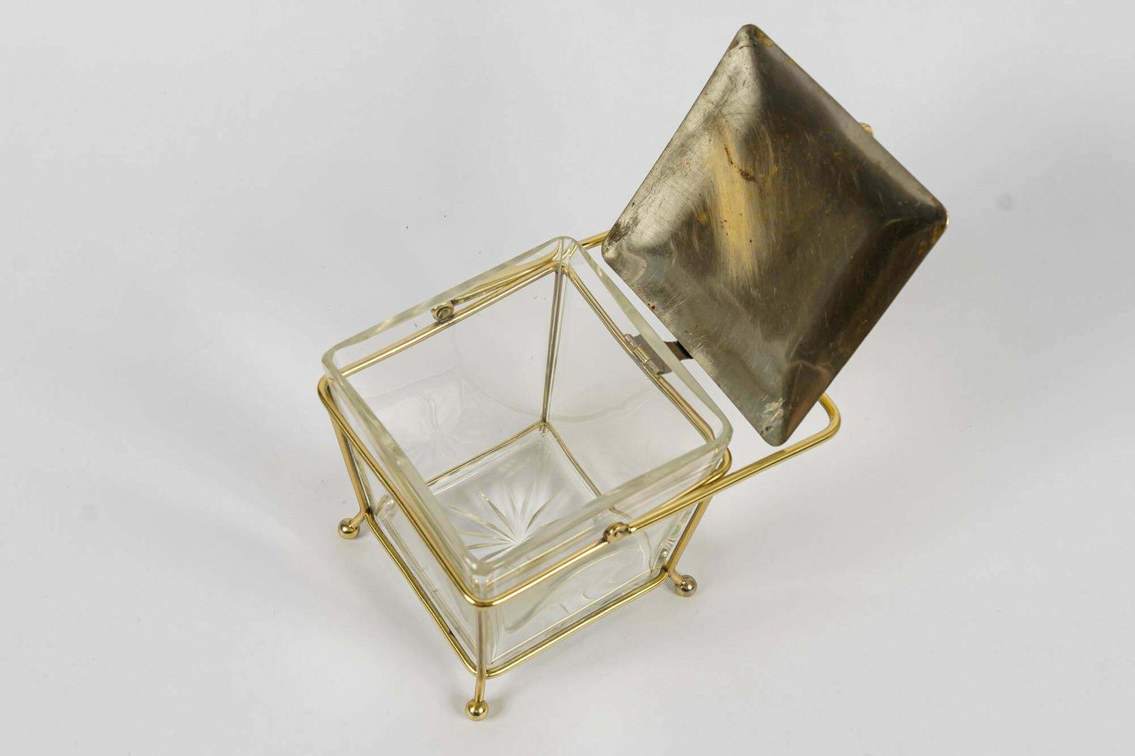 Art Deco Sugar Bowl With Original Glass And Brass Parts Vienna Around 1920s photo buy