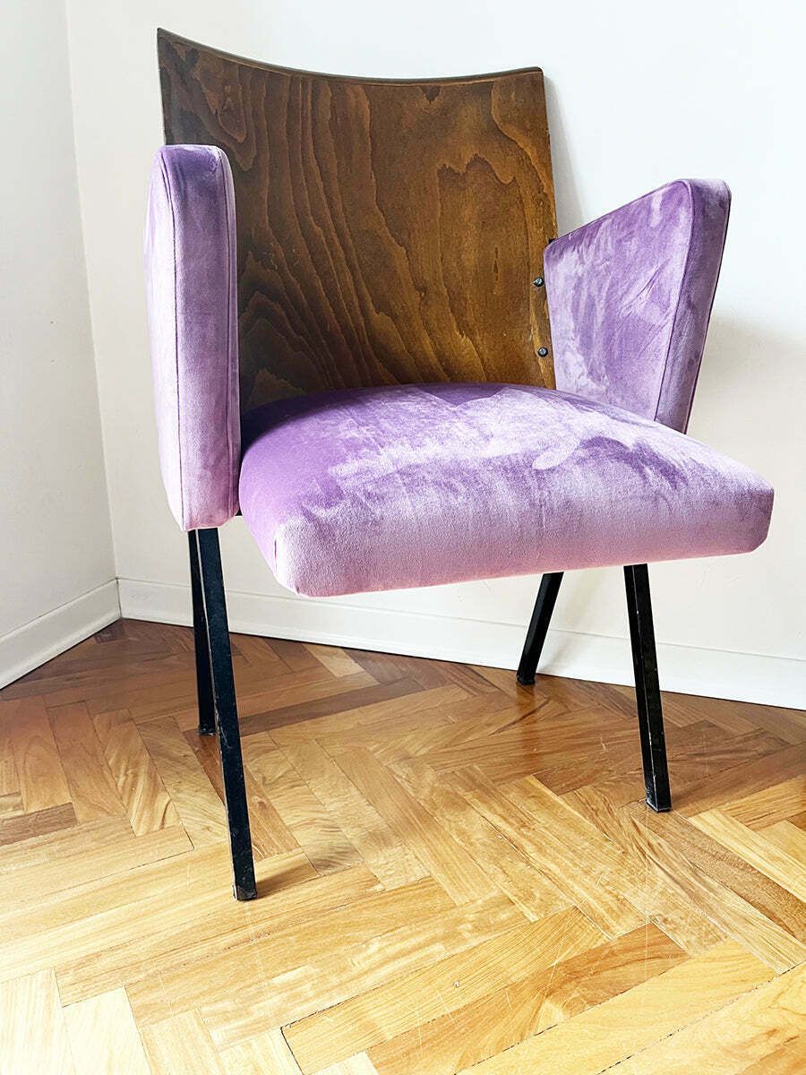 Malva Theater Velvet Armchair 1950s  Design photo for sale