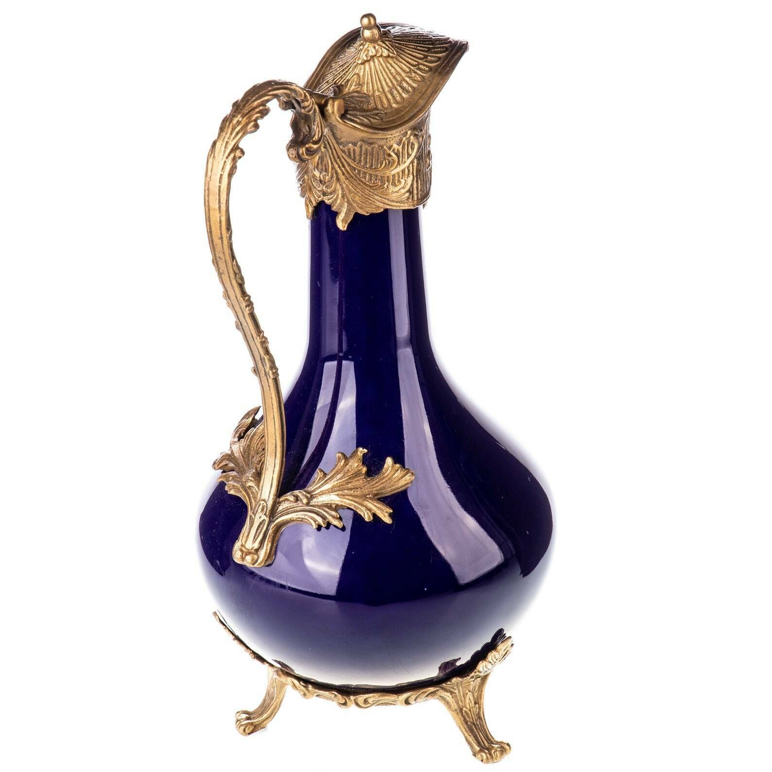 Carafe Porcelain Brass Art Nouveau Nostalgia Antique Style  Handle Jug photo furniture