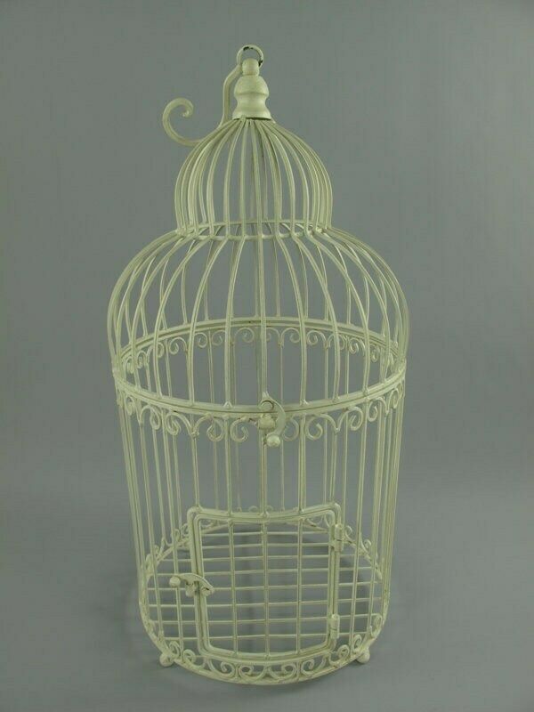 Antique Still Garden Cage White Round Set Of 2 Decorated With Birds photo Home Decor