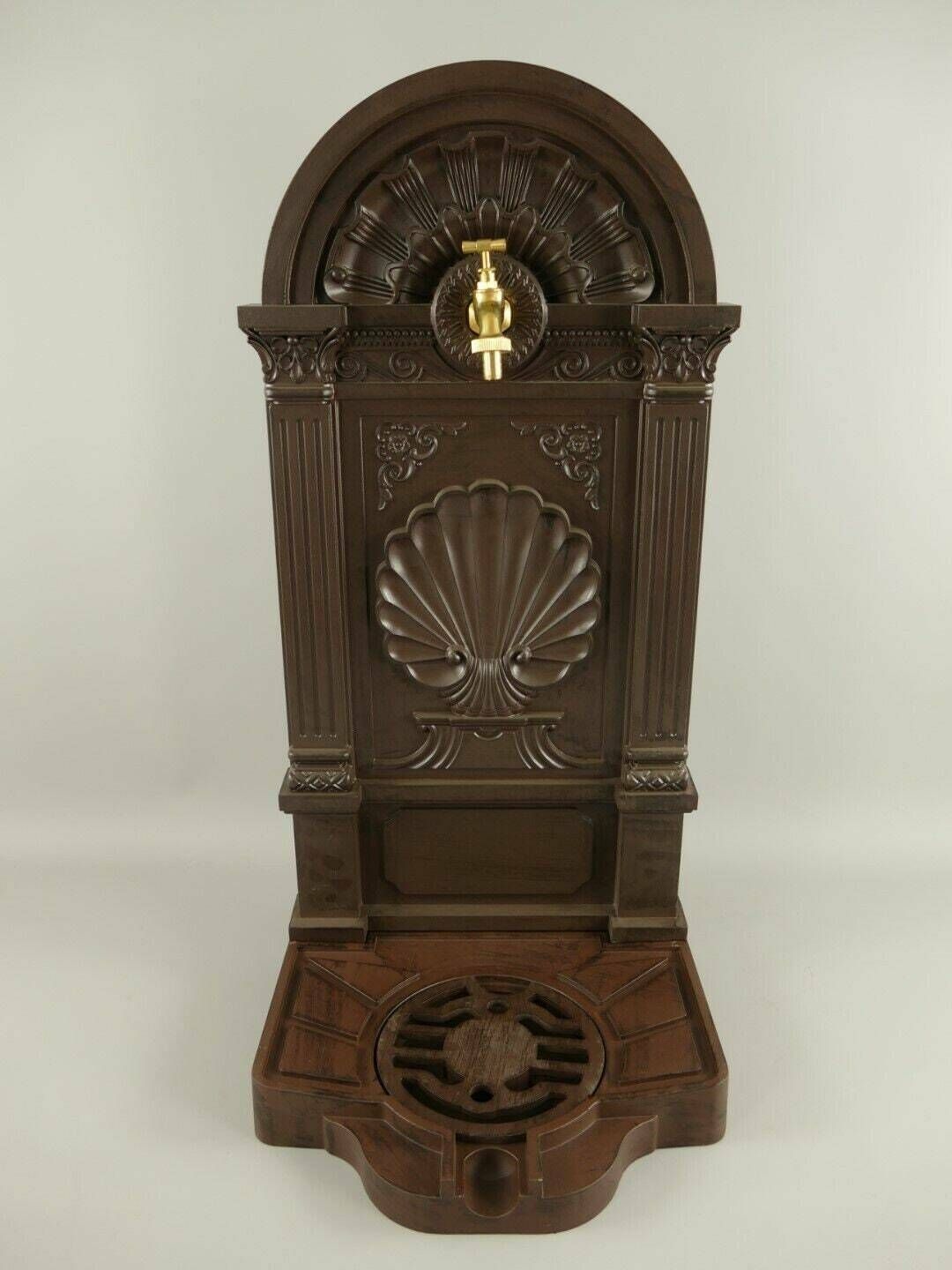 Antique Style Wall Fountain Cast Aluminum Sink Brown Height 83cm photo for sale