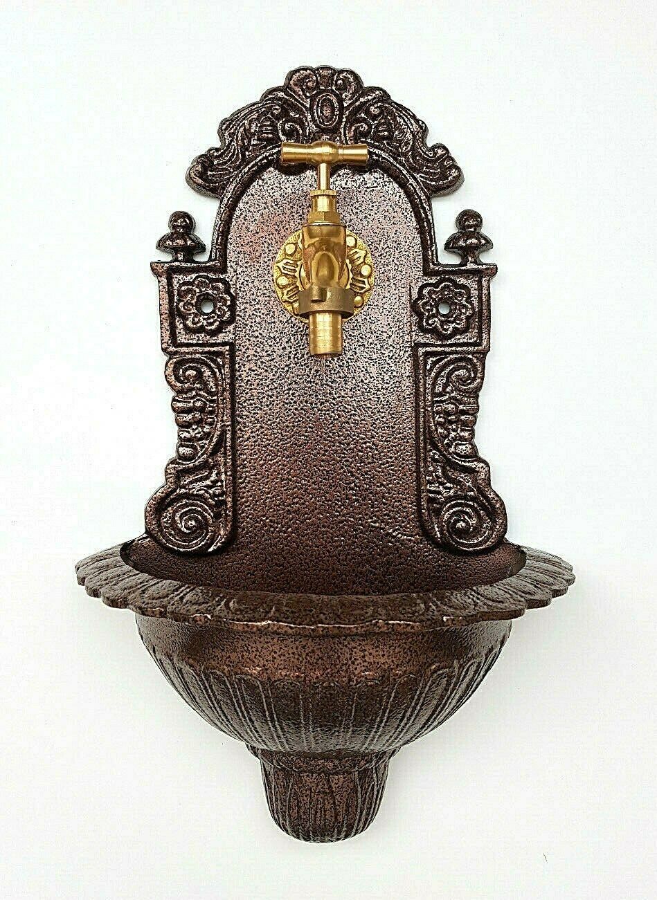 Antique Style Wall Fountain Cast Aluminum Sink Green Height 39 Cm