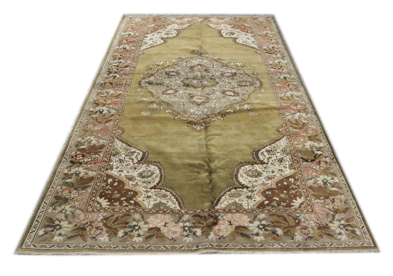 Handmade Carpet Area Oriental Rug, Antique Green Wool Living Room Rug For Sale photo 4000.0