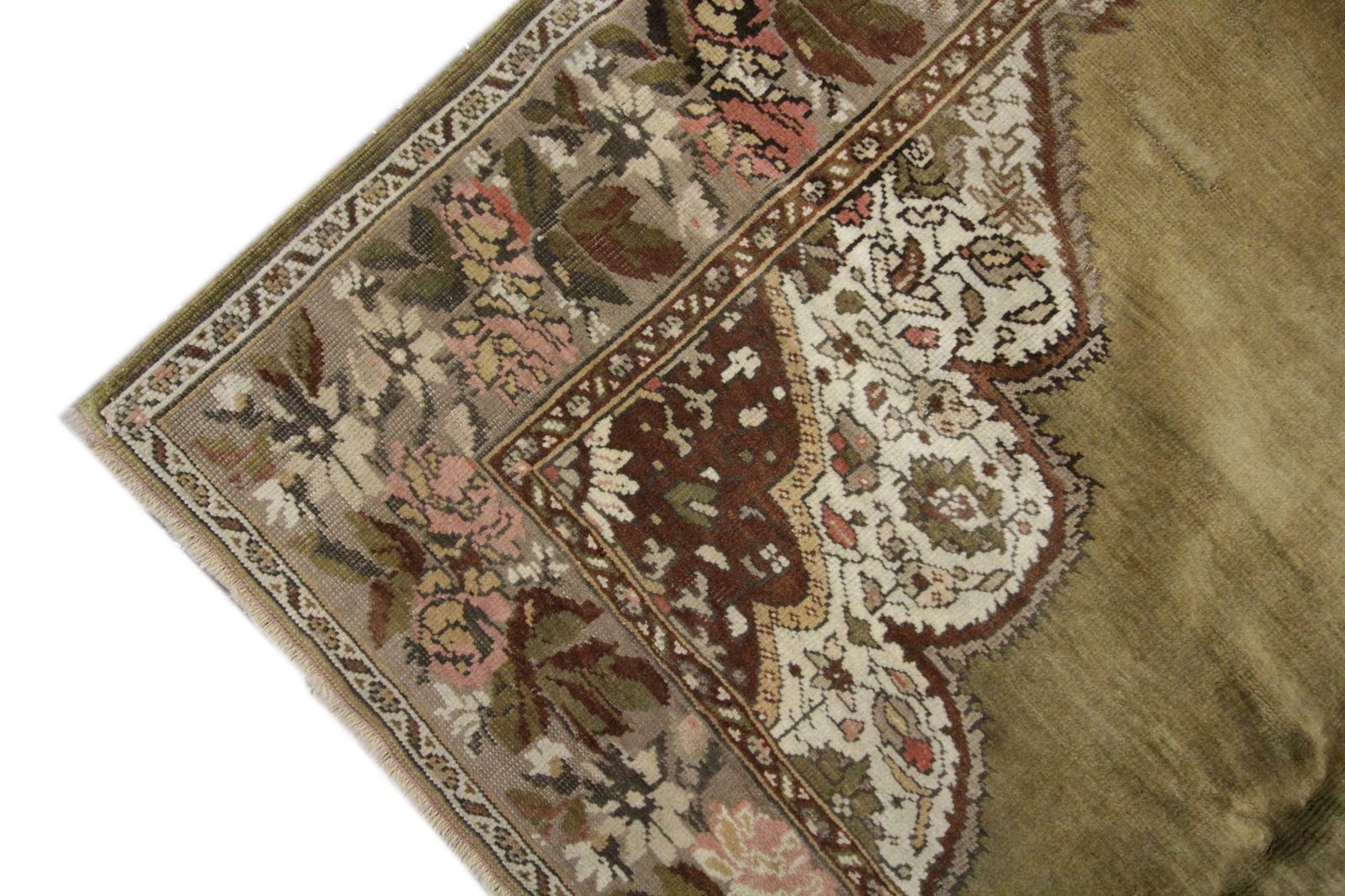 photo furniture Handmade Carpet Area Oriental Rug, Antique Green Wool Living Room Rug For Sale