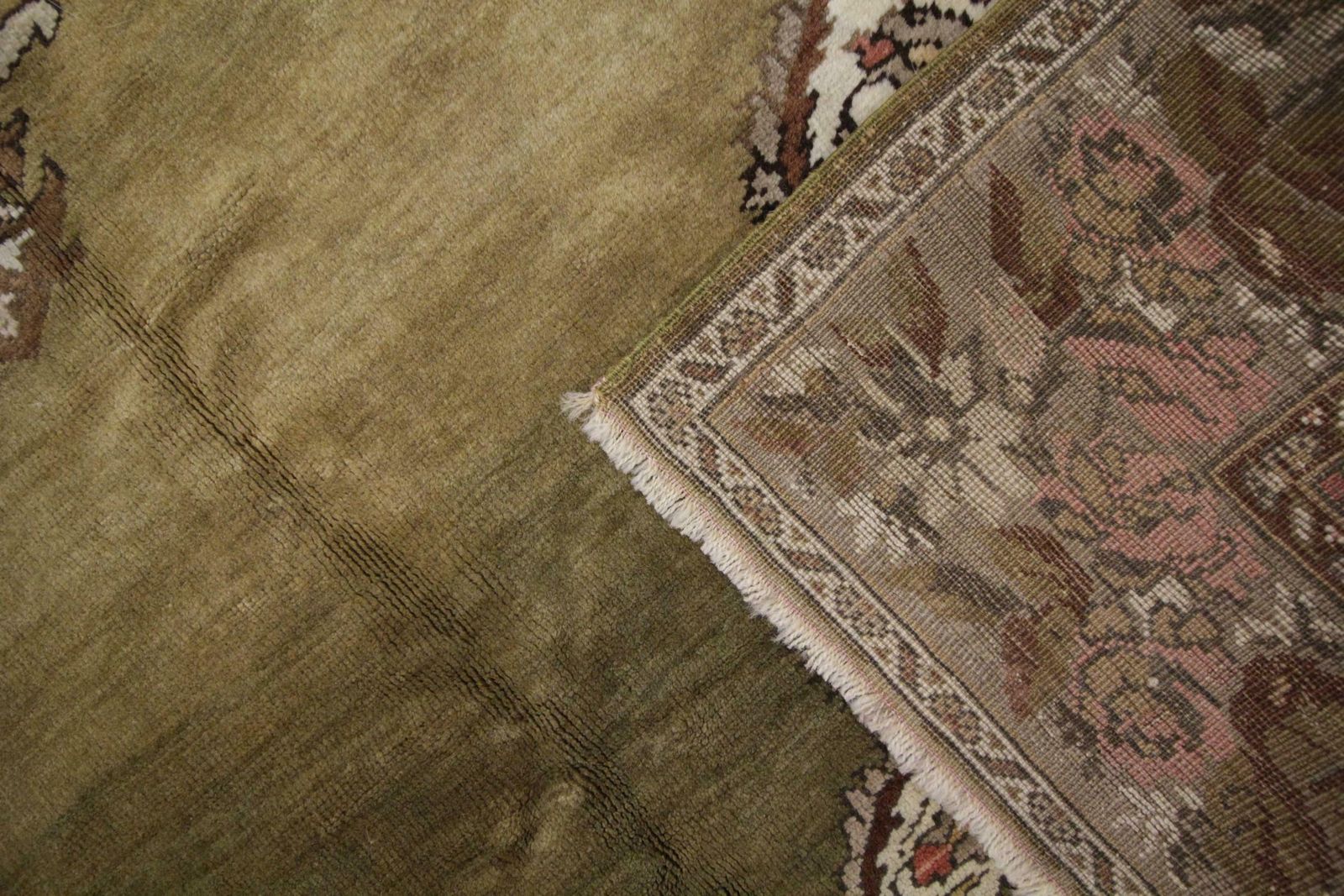 photo buy Handmade Carpet Area Oriental Rug, Antique Green Wool Living Room Rug For Sale