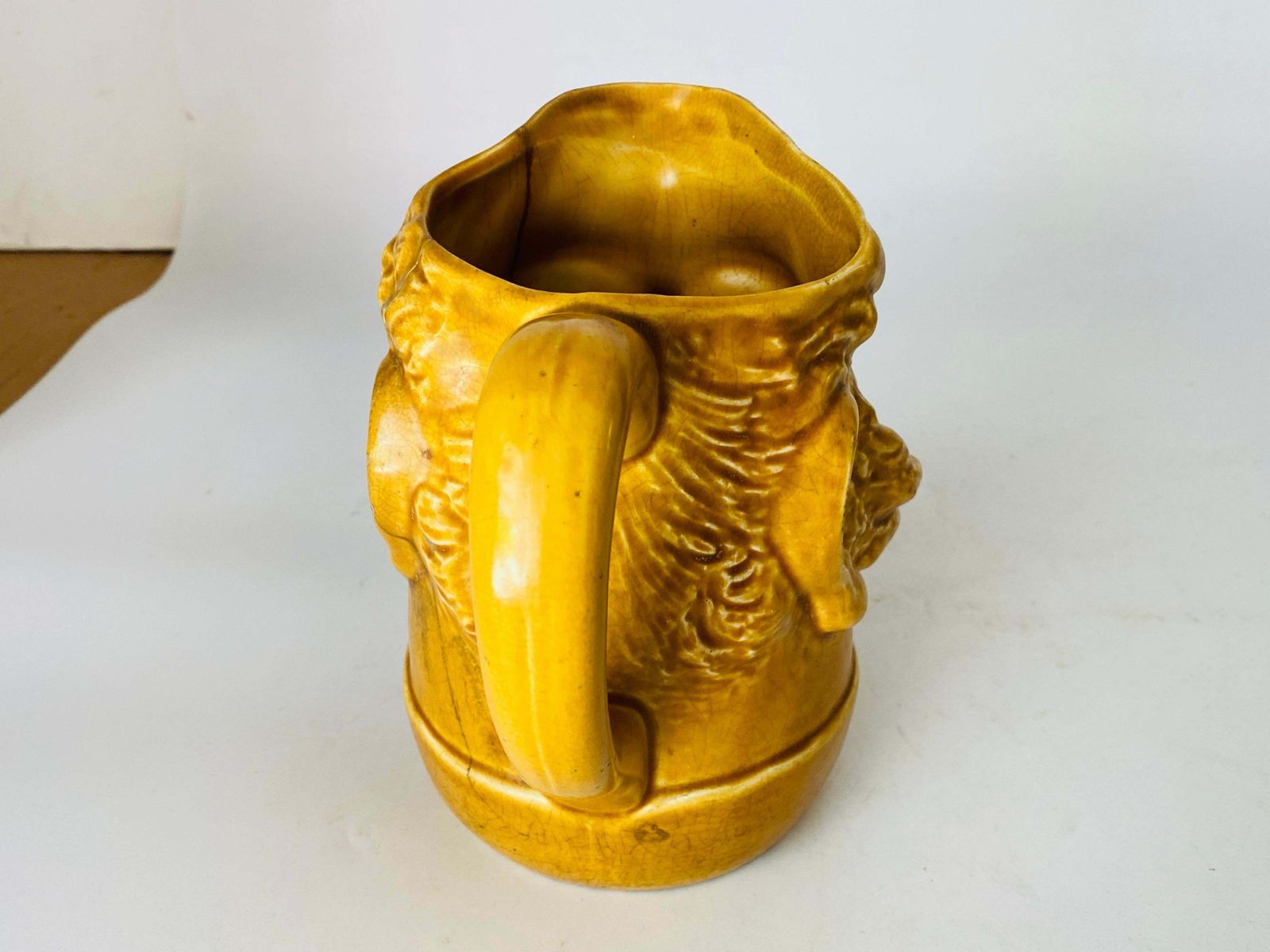 Pitcher In Ceramic From France Yellow Colour Shape Man Face France 1970 photo furniture
