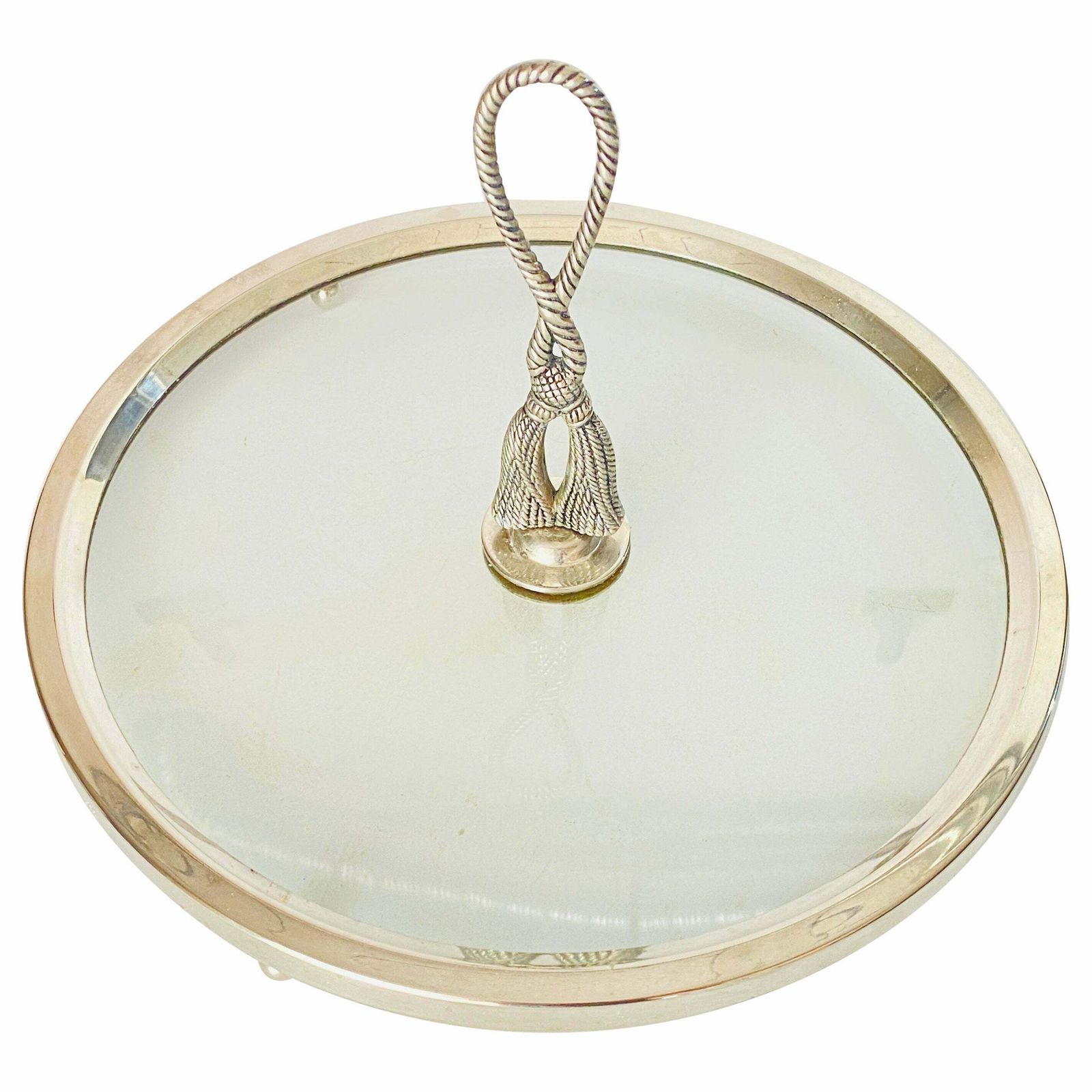 Cheese Tray In Metal And Glass, France XX Century Silver Colour