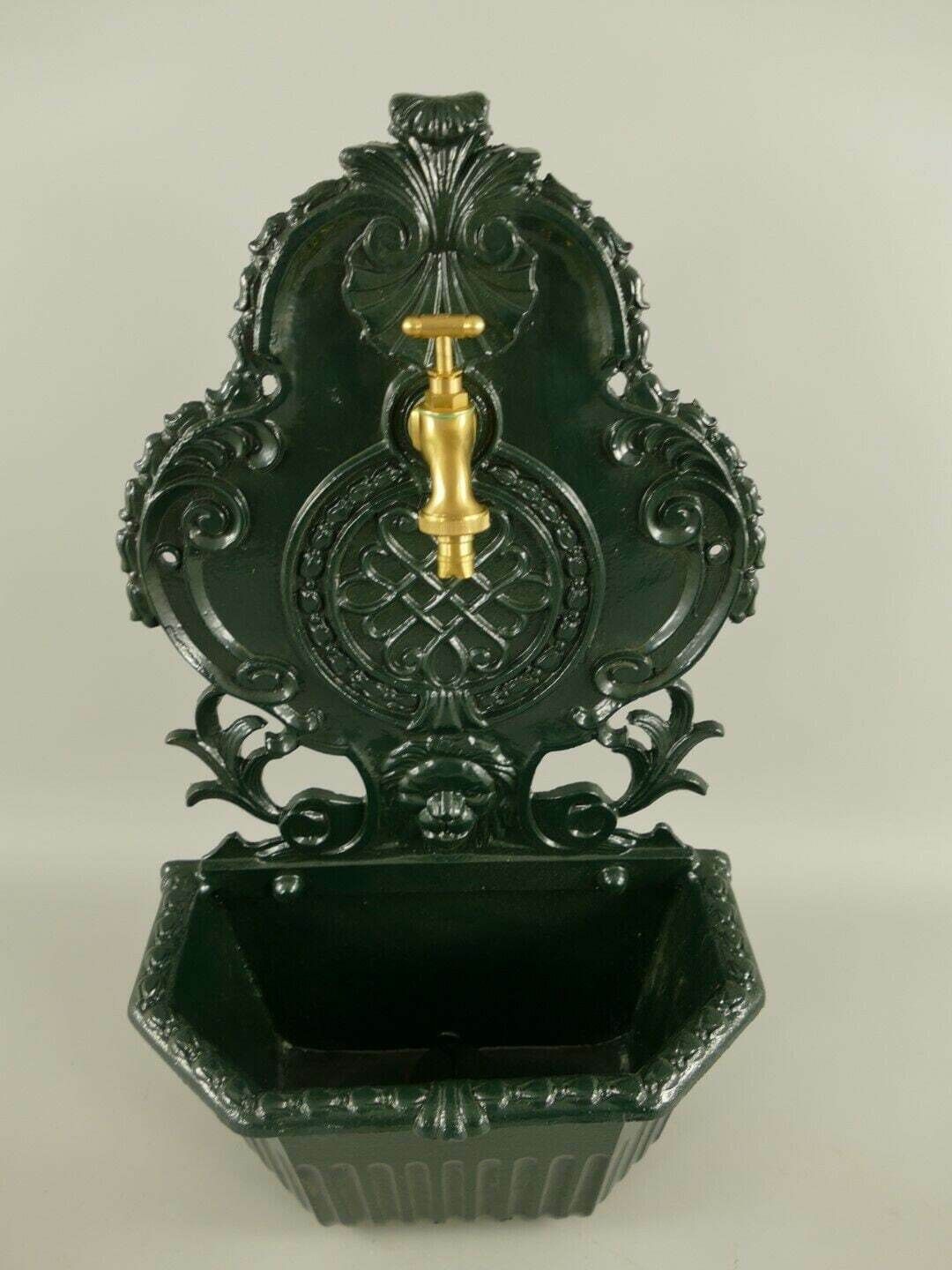 Antique Style Wall Fountain Cast Aluminum Sink Green Height 58 Cm photo Garden Decor