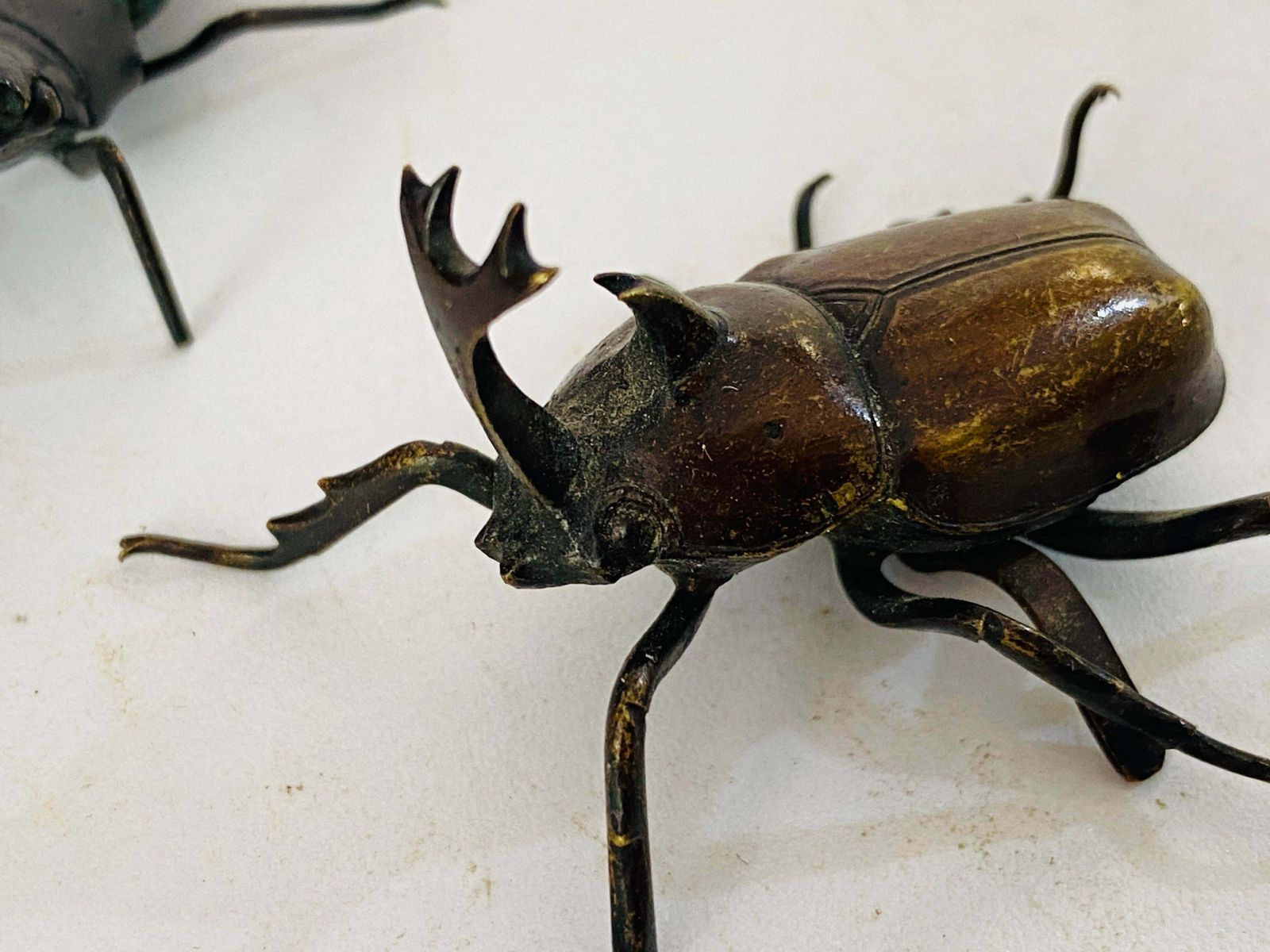 Antique Vienna Bronze Sculpture Of Beetles In Bergman Style Austria Set Of 2 photo 474.0