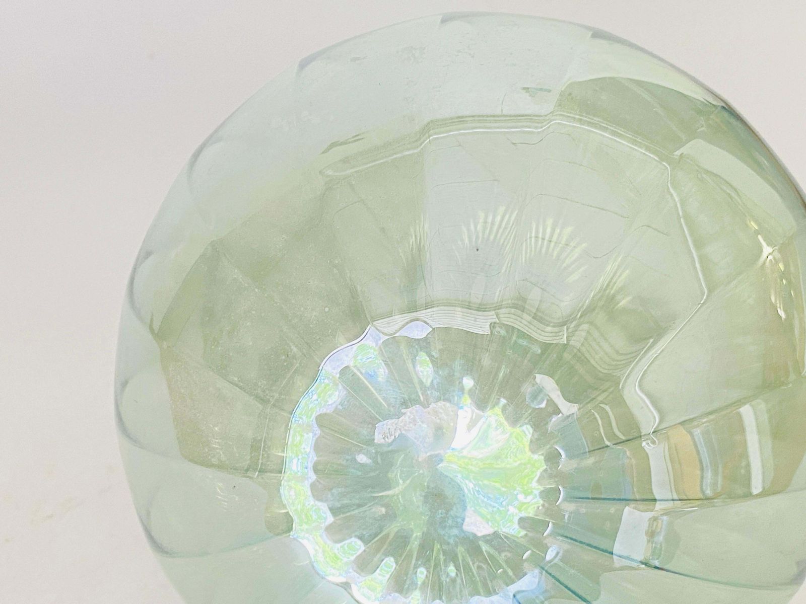 Vetro Soffiato Glass Vase For Venini Murano, Circa 1970 Green Colour Very Light photo vintage