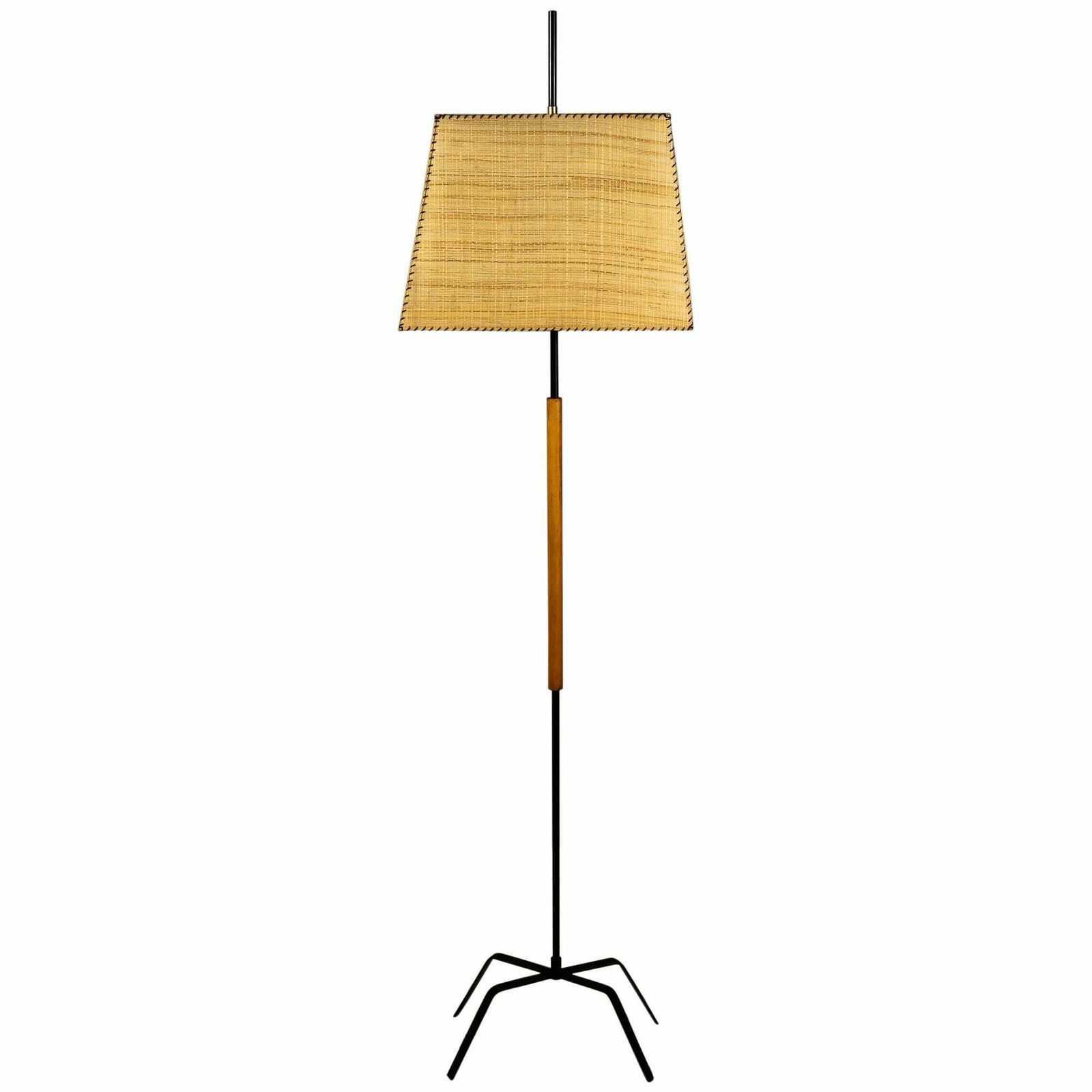 Rare J.T.Kalmar Floor Lamp With Original Shade Vienna Around 1950s
